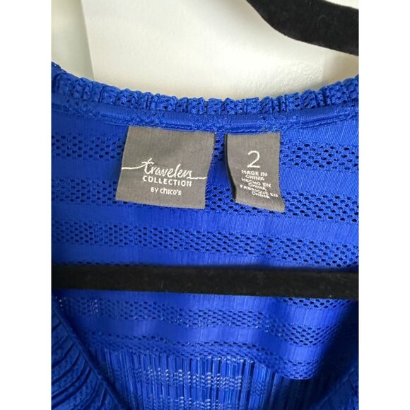 Chico's Travelers Textured Crinkle Jacket Asymmetrical Zipper Size 2 (L/12) Colb - Picture 3 of 7